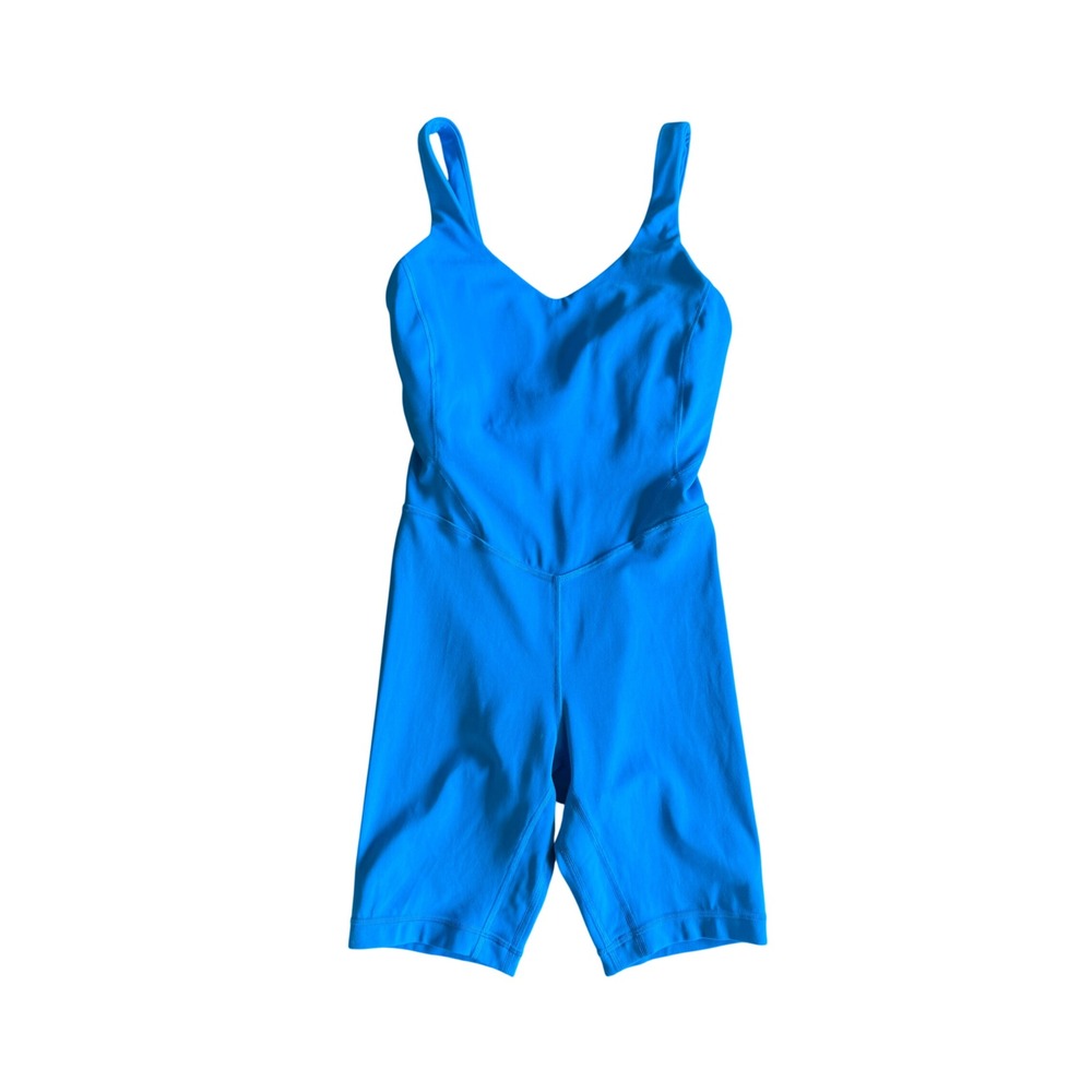 Lululemon Align Bodysuit 8" Womens Size 2 Poolside Blue Good Nulu Yoga Romper